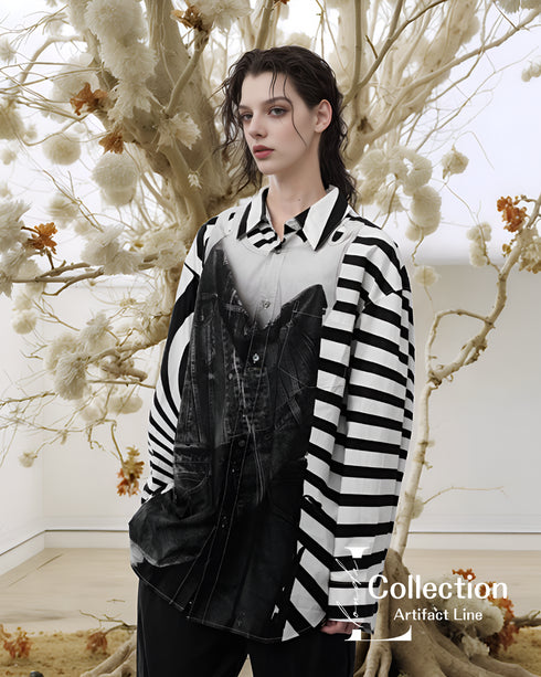 Optic Stripe Illusion Blouse